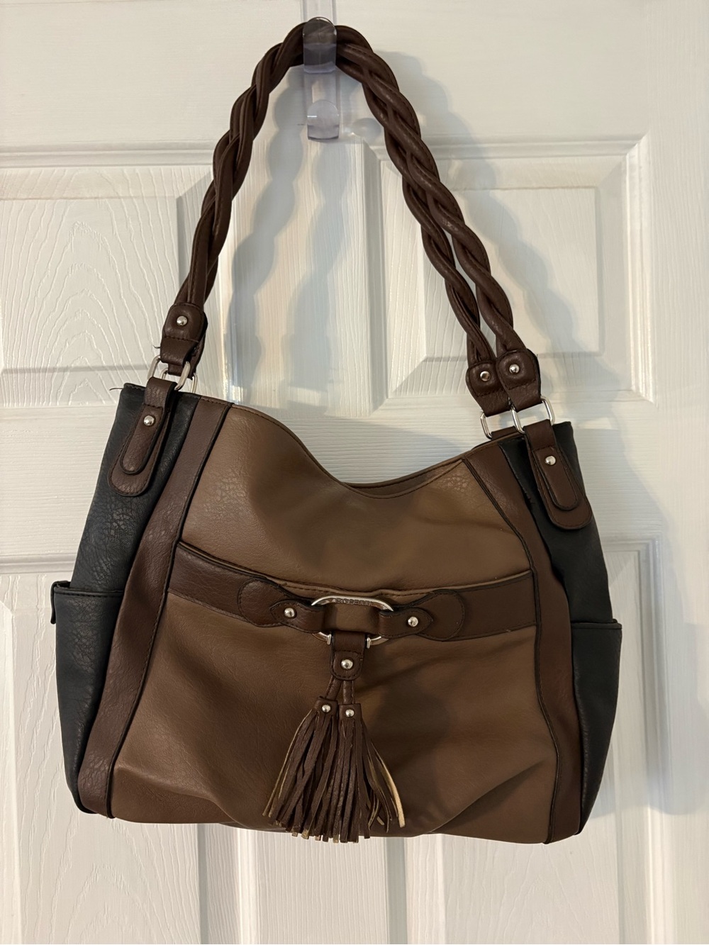 Rosetti Sass N Tass Colorblock Hobo Shoulder Bag Tassel